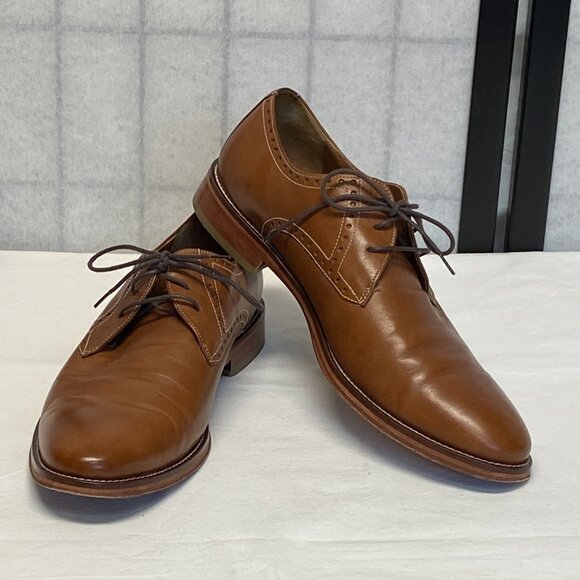 Johnston & Murphy J Murphy Hughes Cognac Leather Derby Lace Up Oxford Shoes 11